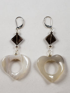 Large Agate Heart Earrings