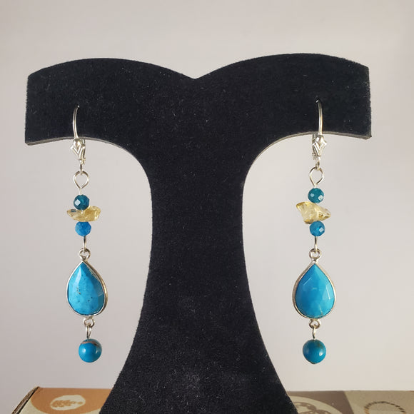 Turquoise and Citrine Chip Earring