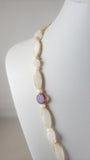Pink Opal and Lavender Czech glass Necklace