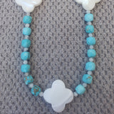 Hubei Turquoise and Mother of Pearl Clover Necklace