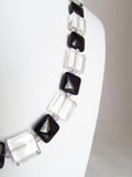 Clear Crystal and Black Onyx Square Necklace