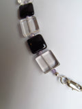 Clear Crystal and Black Onyx Square Necklace