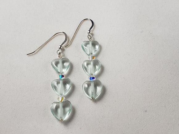 Light Blue Glass Heart Earrings