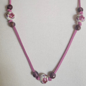 Pink Faux Suede & Amethyst Necklace