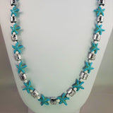 Turquoise Starfish and Silver Lava Necklace