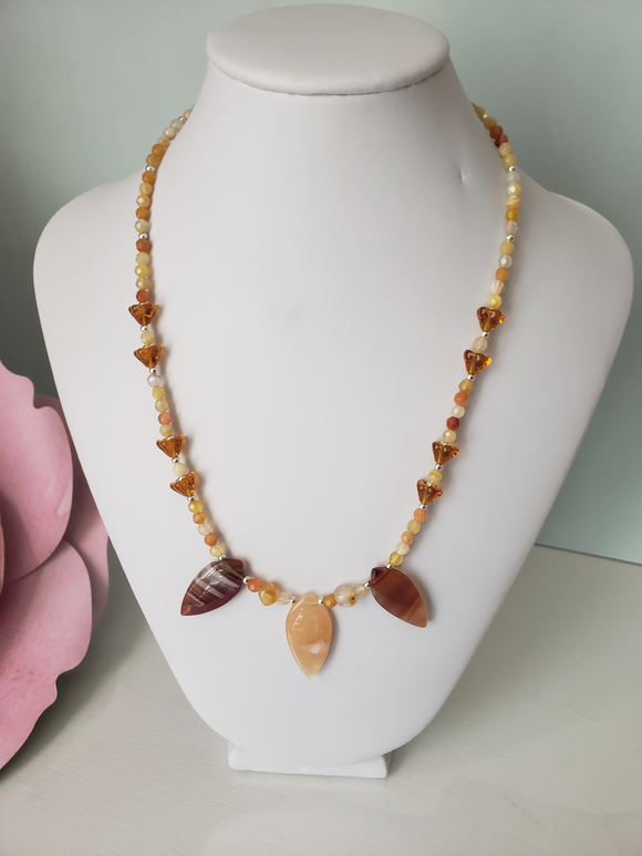 Agate & Carnelian Natural Stone Necklace