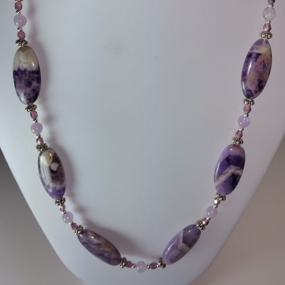 Beautiful Amethyst Necklace with Austrian Crystals
